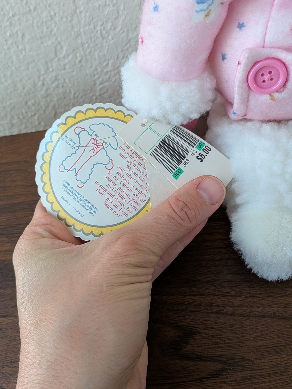1990 Vintage Shari Lewis 12" Baby Lamb Chop Plush Hand Puppet Pink NWT - Picture 11 of 12